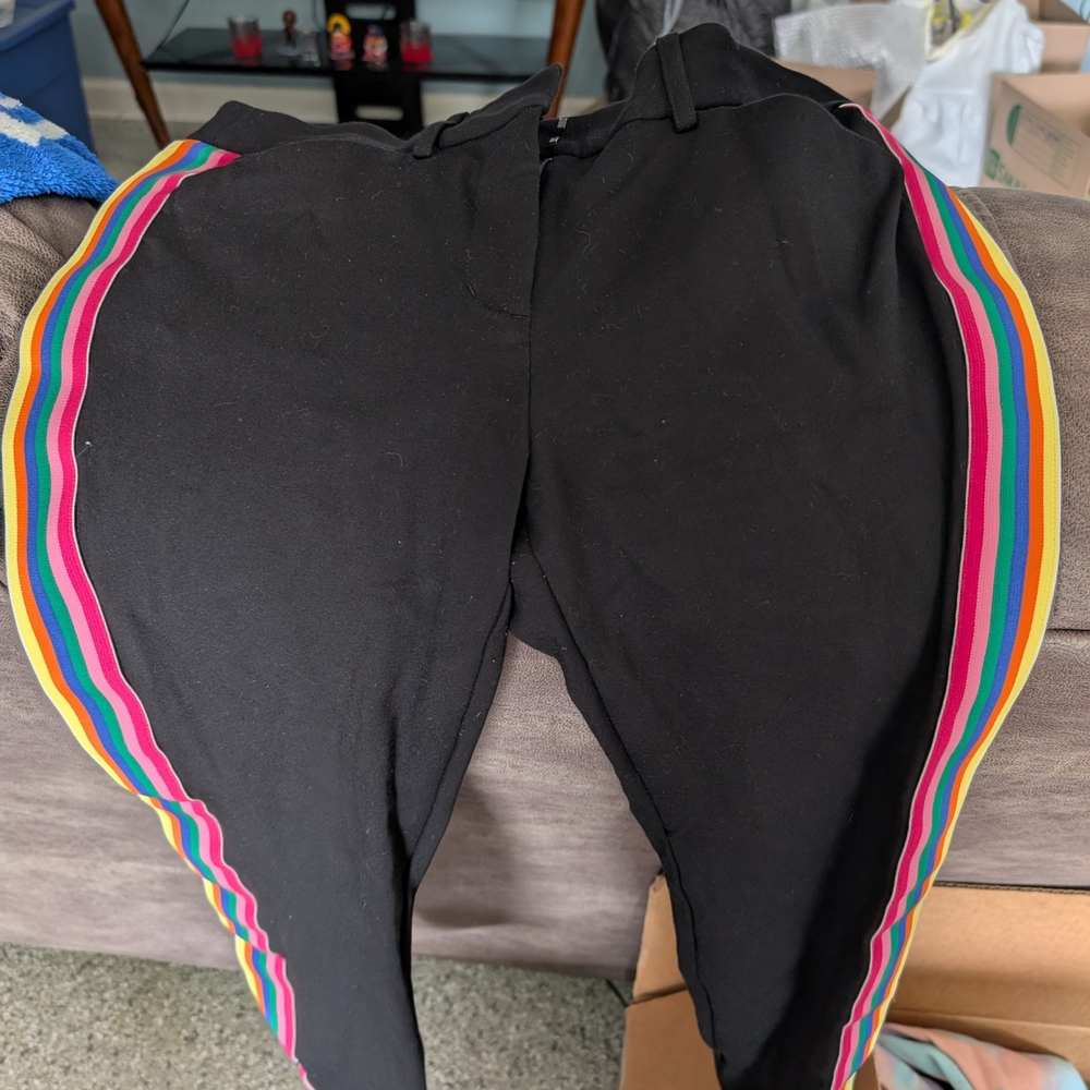 Express Black Pants with Multicolor Stripes
